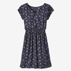 Patagonia W's June Lake Dress (New Navy) Floral Tencel Size Small